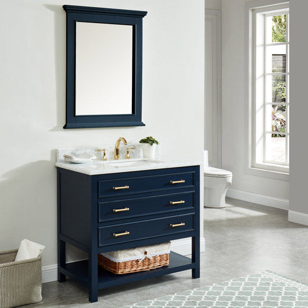 Breakwater Bay Pamula 37'' Single Bathroom Vanity with Marble Top & Reviews Wayfair